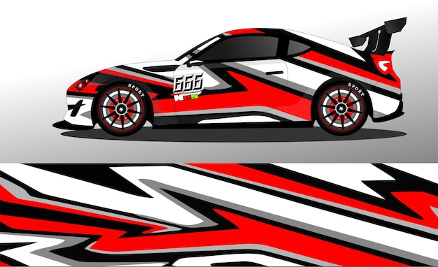 Racewagen wrap ontwerp vector. Grafische abstracte streep race-achtergrondkitontwerpen voor wrap-vehicl