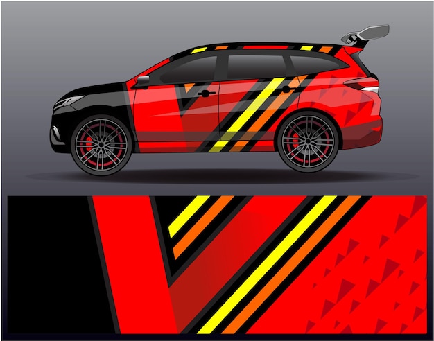 Racewagen wrap ontwerpconcept. Abstracte race-achtergrond voor het inpakken van voertuigen