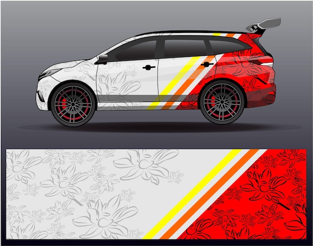 Racewagen wrap ontwerpconcept. Abstracte race-achtergrond voor het inpakken van voertuigen