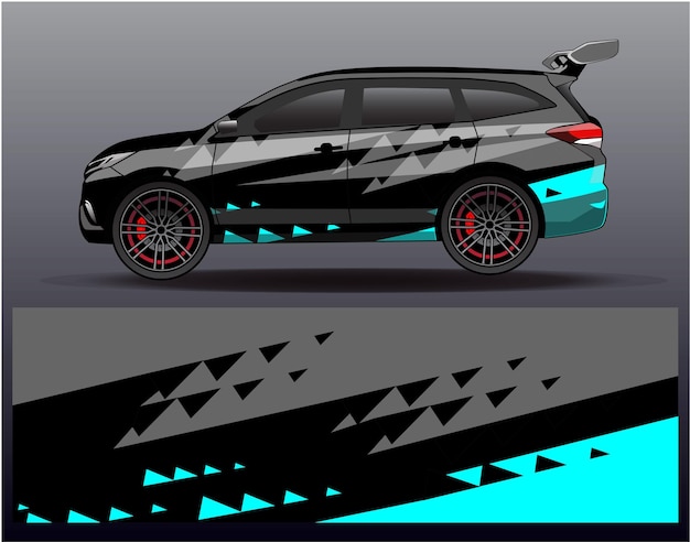 Racewagen wrap ontwerpconcept. Abstracte race-achtergrond voor het inpakken van voertuigen