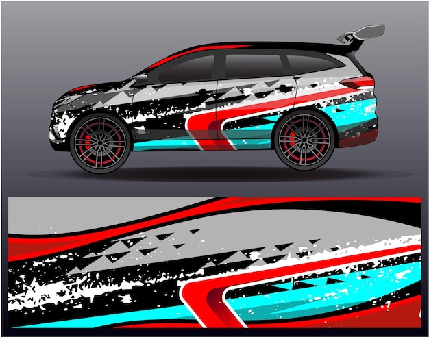 Racewagen wrap ontwerpconcept. Abstracte race-achtergrond voor het inpakken van voertuigen