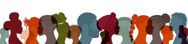 Racial equality and justice Silhouette face head in profile ethnic group of black people