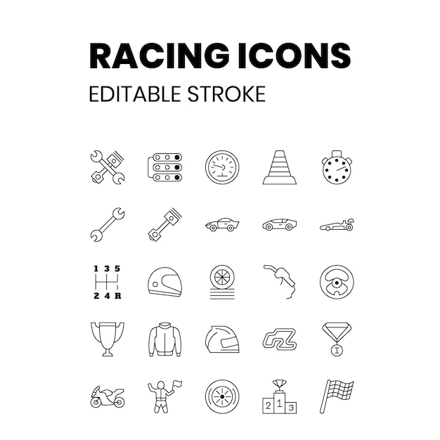 Racing 25 omschreven vector iconen
