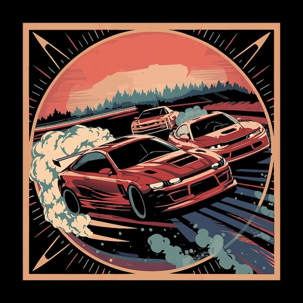 Racing auto illustratie T-shirt ontwerp