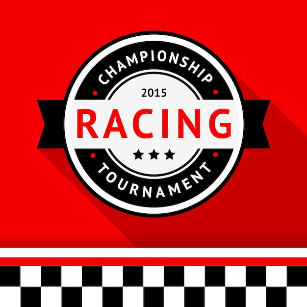 Racing badge on a red background