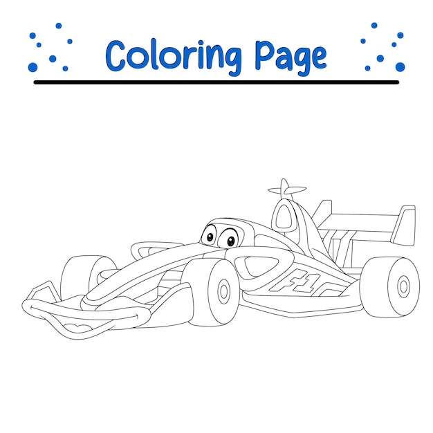 Vector racing car coloring page for kids