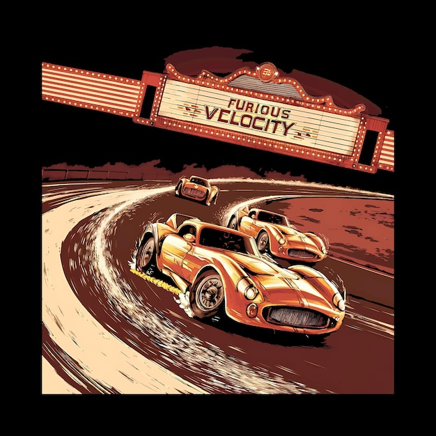 Racing car illustration T shirt design