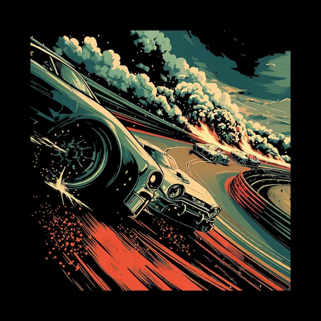 Racing car illustration T shirt design