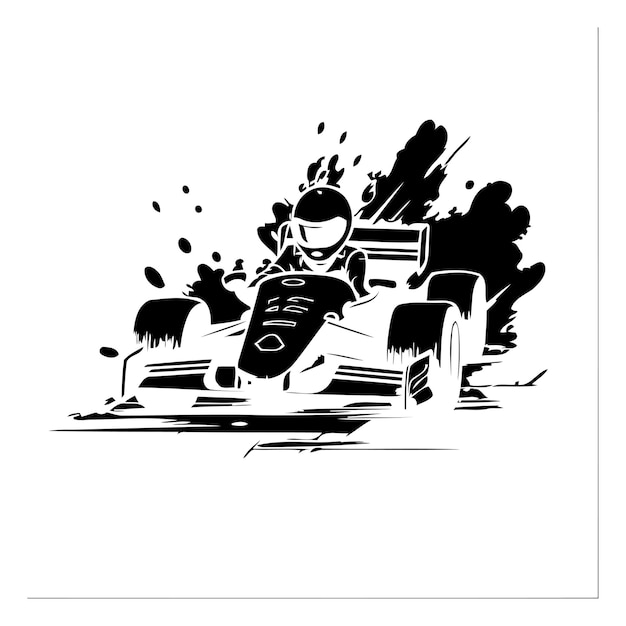 Racing car vector illustration of a man driving a race car