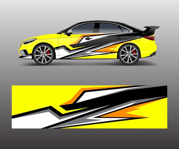 Racing car wrap abstract strip shapes for Company car wrap sticker and decal template design vector