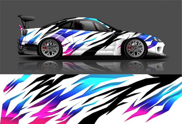 Racing car wrap decal, kit for wrapping all vehicle