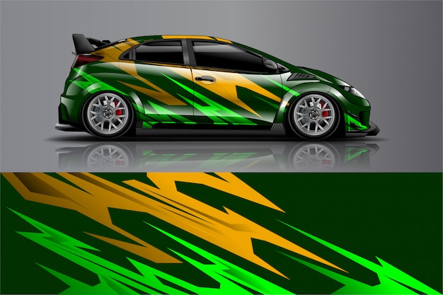 Racing car wrap decal, kit for wrapping all vehicle