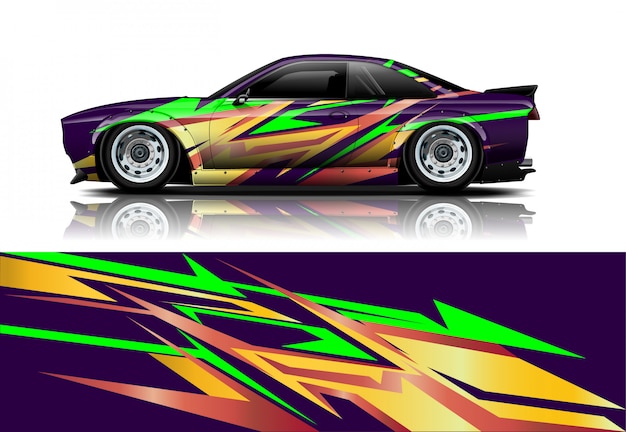 Racing car wrap decal, kit for wrapping all vehicle