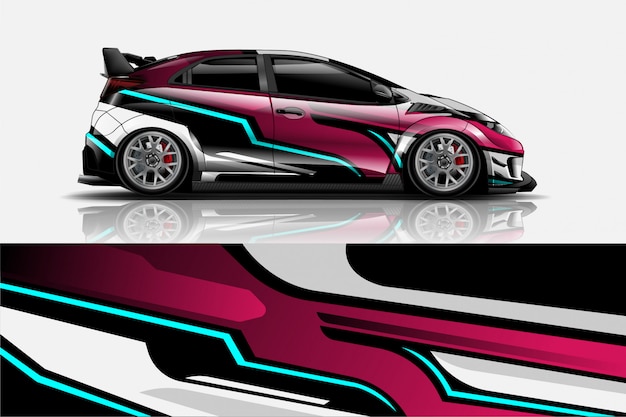 Racing car wrap decal, kit for wrapping all vehicle
