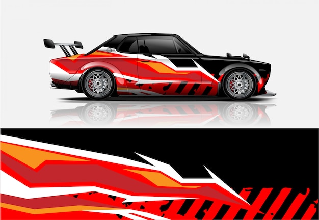 Racing car wrap decal, kit for wrapping all vehicle