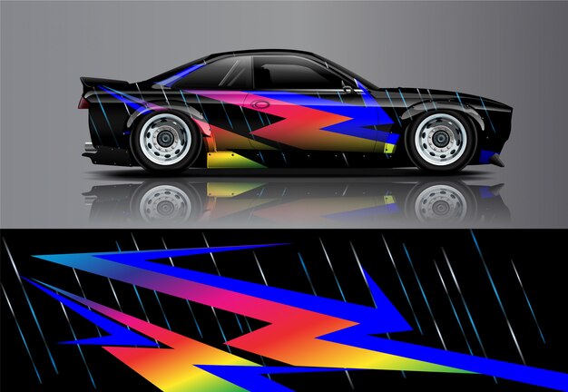 Vector racing car wrap decal, kit for wrapping all vehicle