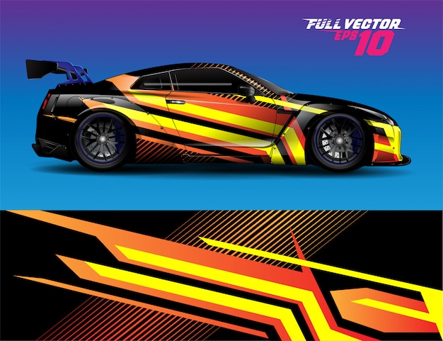 Racing car wrap decal, kit for wrapping all vehicle