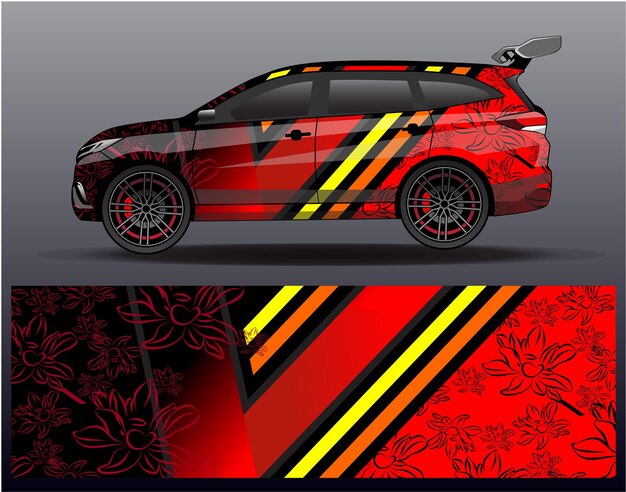 Racing car wrap design concept. Abstract racing background for wrapping vehicles