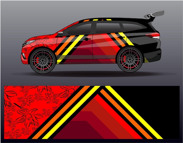 Racing car wrap design concept. abstract racing background for wrapping vehicles