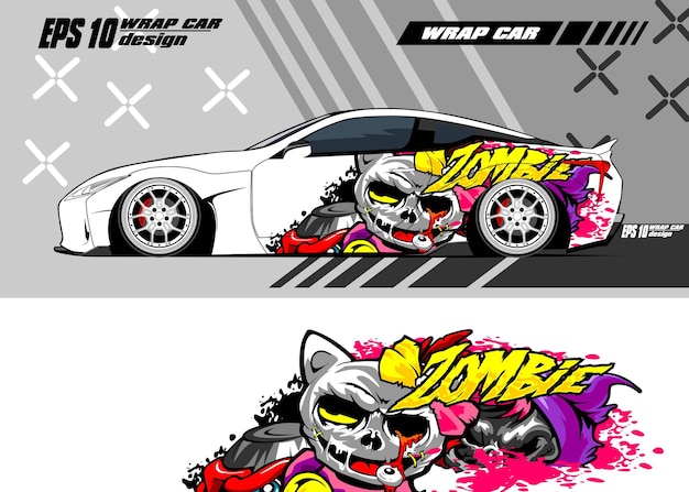 Racing car wrap design vector Premium Vector 3d zombie cat