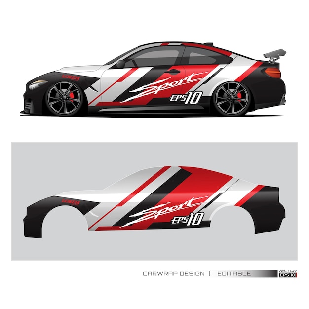 Racing car wrap design vector for race car Graphic abstract stripe racing background kit designs_20230501