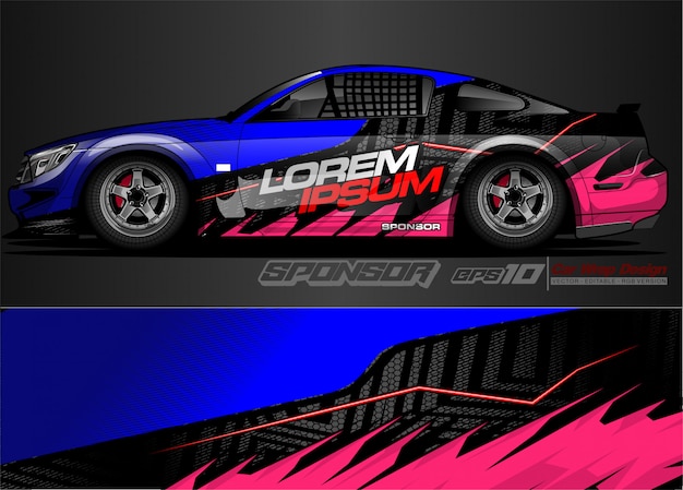 Racing car wrap design and vehicle livery