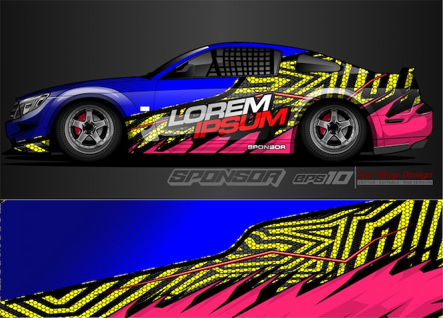 Racing car wrap design and vehicle livery