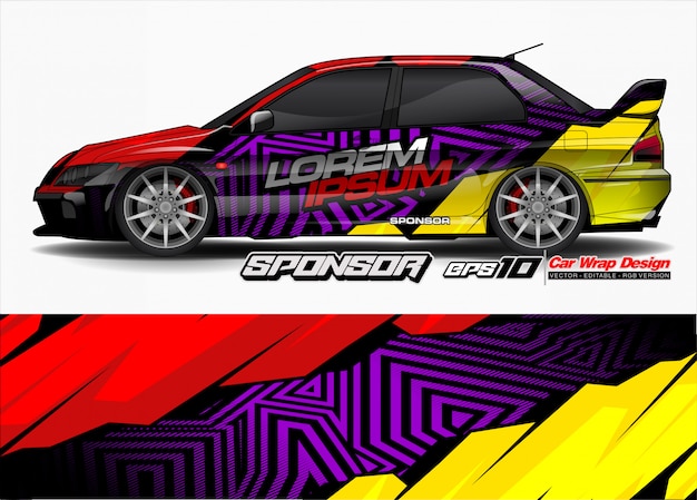 Racing car wrap design and vehicle livery