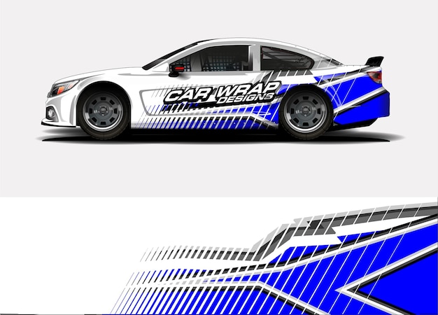 Racing car wrap design. Vehicle vinyl sticker and automotive decal livery
