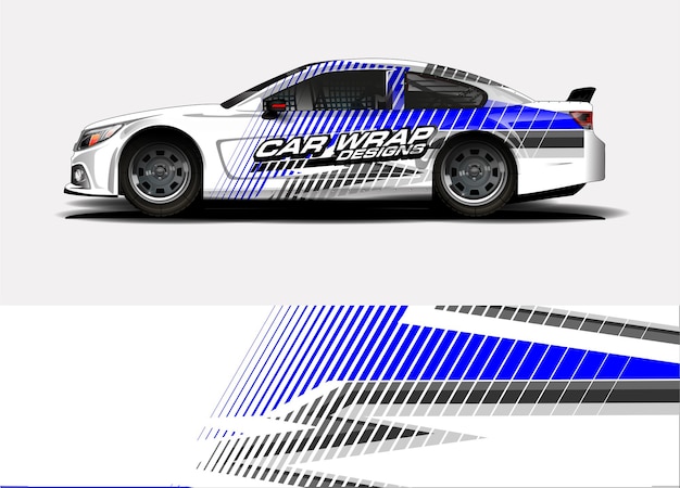 Racing car wrap design. Vehicle vinyl sticker and automotive decal livery