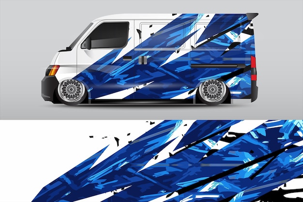 Vector racing car wrap design for vehicle vinyl stickers and automotive company sticker livery