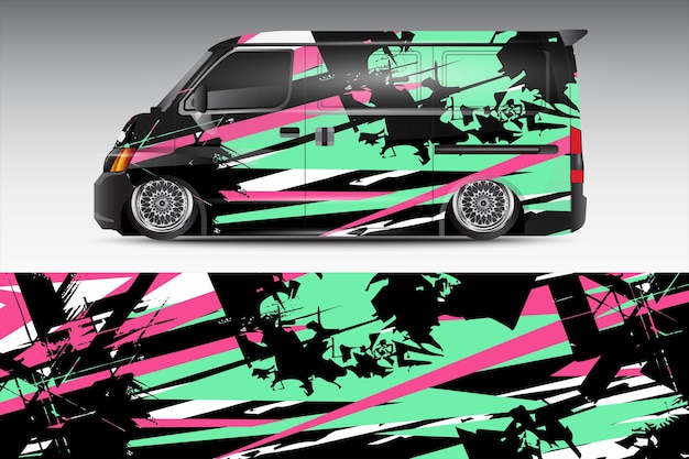 racing car wrap design for vehicle vinyl stickers and automotive company sticker livery