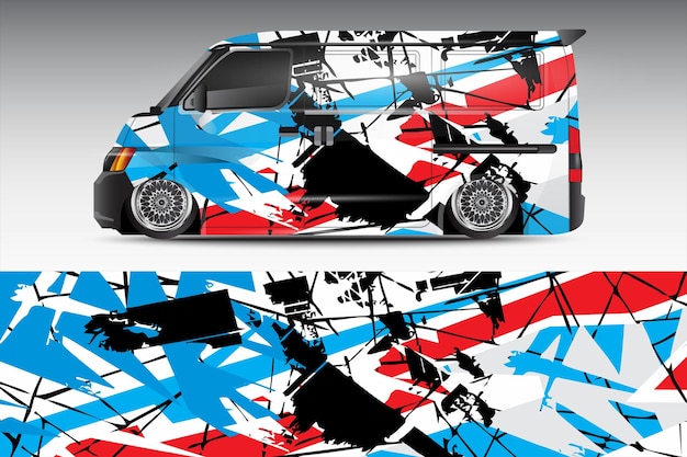 racing car wrap design for vehicle vinyl stickers and automotive company sticker livery