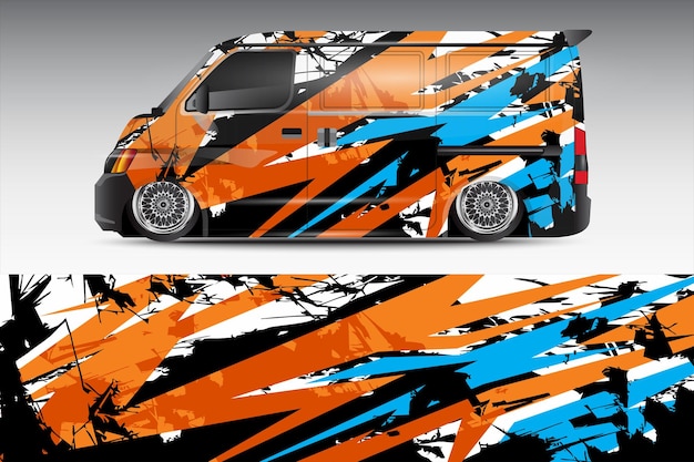 racing car wrap design for vehicle vinyl stickers and automotive company sticker livery