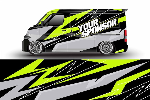 Racing car wrap design for vehicle vinyl stickers and automotive company sticker livery