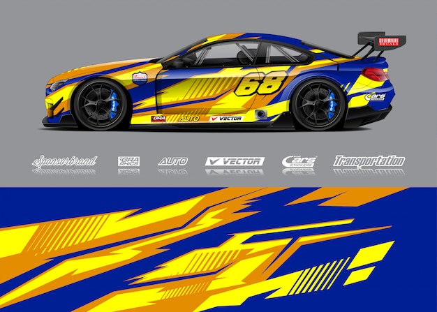 Racing car wrap illustration