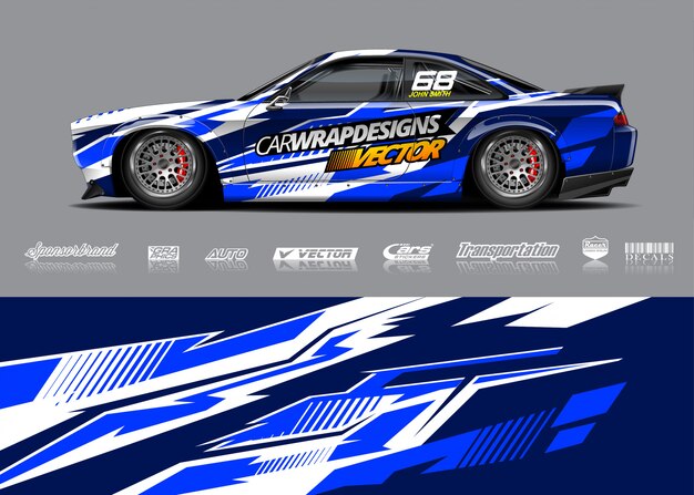 Racing car wrap illustration