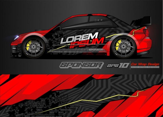 Racing car wrap ontwerp en voertuigkleuren