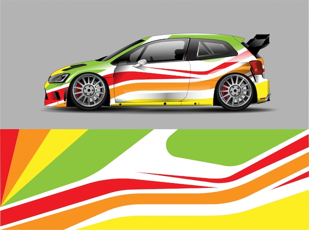 Racing car wrap sticker ontwerpconcept