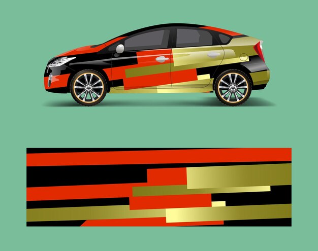 Racing car wrap with abstract stripe shapes for Company Sport car racing wrap vector design template design vector