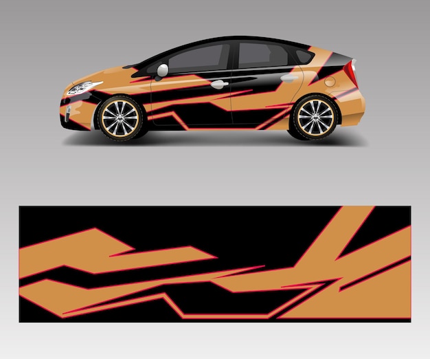 Racing car wrap with abstract stripe shapes for Company Sport car racing wrap vector design template design vector