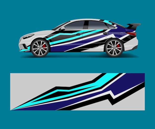 Racing car wrap with abstract stripe shapes for company sport car racing wrap vector design template design vector