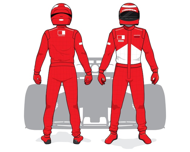 Vettore modello di disegno dell'uniforme del pilota di corsa