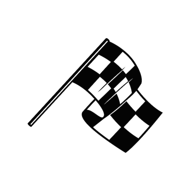 Racing flag with chess pattern. Design element for poster, emblem, sign, logo, label. Vector illustration