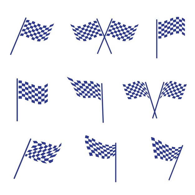 Vector racing flags set isolated championship flags checkered simple flags sport racing flags vector