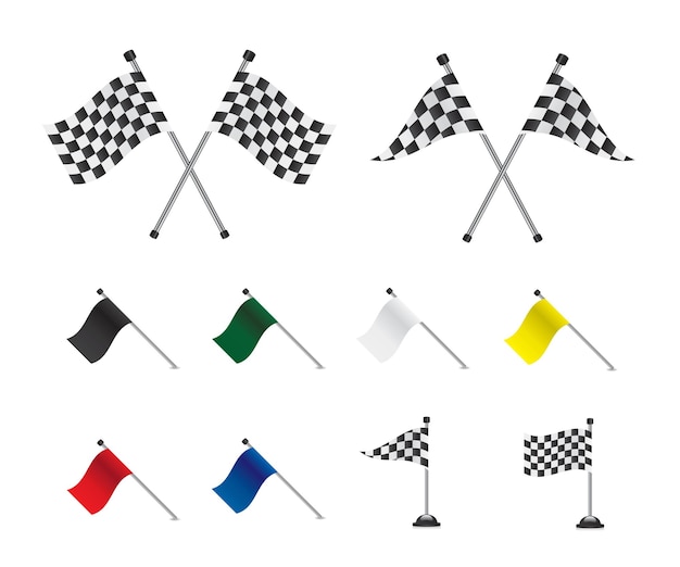 Vector racing flags set