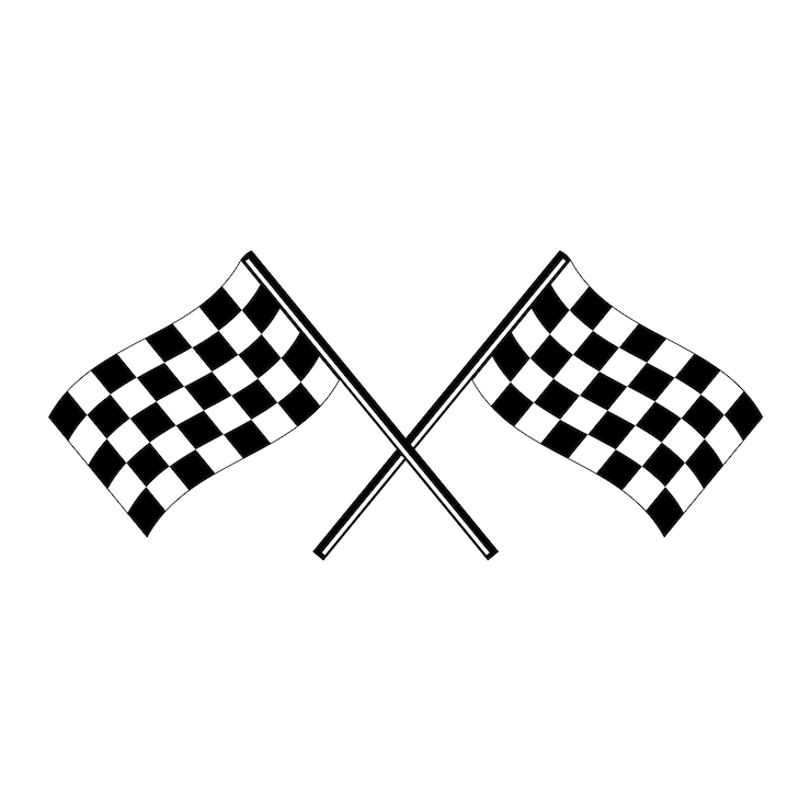 Vector racing flags with chess pattern. design element for poster, emblem, sign, logo, label. vector illustration