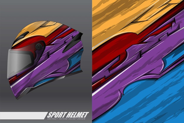 Racing helmet wrap decal and vinyl sticker design illustration