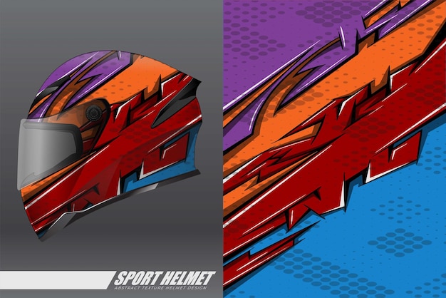 Vector racing helmet wrap decal and vinyl sticker design illustration