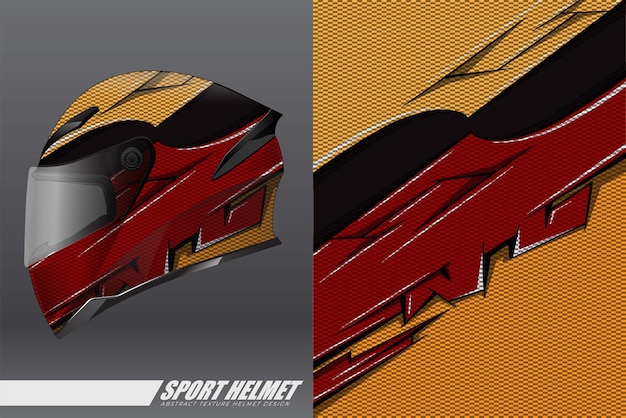 Illustrazione del design della decalcomania dell'involucro del casco da corsa e dell'adesivo in vinile